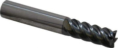 SGS - 3/8", 1" LOC, 3/8" Shank Diam, 2-1/2" OAL, 5 Flute, Solid Carbide Square End Mill - Single End, AlTiN Finish, Spiral Flute, 45° Helix, Right Hand Cut, Right Hand Flute, Series 55 - Apex Tool & Supply