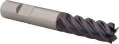 SGS - 3/8", 1" LOC, 3/8" Shank Diam, 2-1/2" OAL, 5 Flute, Solid Carbide Square End Mill - Single End, AlTiN Finish, Spiral Flute, 45° Helix, Right Hand Cut, Right Hand Flute, Series 55 - Apex Tool & Supply