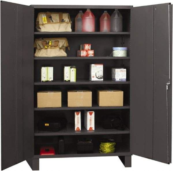 Durham - 5 Shelf Locking Storage Cabinet - Steel, 48" Wide x 24" Deep x 72" High, Gray - Apex Tool & Supply