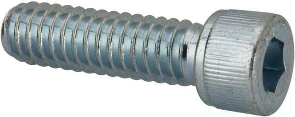 Value Collection - 1/4-20 UNC Hex Socket Drive, Socket Cap Screw - Alloy Steel, Zinc-Plated Finish, Fully Threaded, 7/8" Length Under Head - Apex Tool & Supply