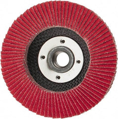 Weiler - 60 Grit, 4-1/2" Disc Diam, 5/8-11 Center Hole, Type 29 Ceramic Flap Disc - 13,000 Max RPM, Phenolic Backing, Quick Change Type S Attaching System, Coated - Apex Tool & Supply