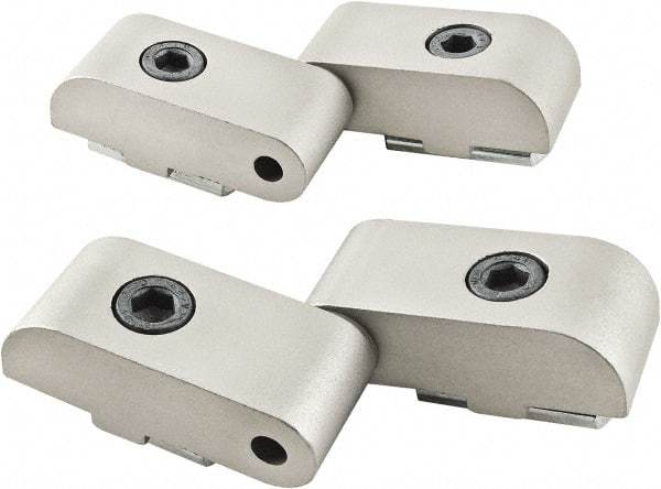80/20 Inc. - 1-1/2" Long x 1-23/32" Wide x 26mm Thick, Left Lift Off Hinge Long Pin Top Short Pin Bottom - Aluminum, Clear Anodized Finish - Apex Tool & Supply