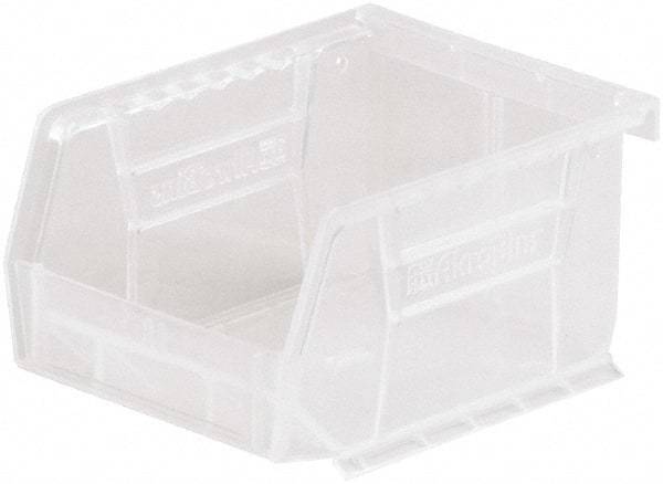 Akro-Mils - 10 Lb. Load Capacity, 5-3/8" Deep, Clear Polymer Hopper Stacking Bin - 3" High x 4-1/8" Wide x 5-3/8" Long - Apex Tool & Supply