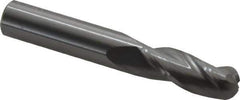 OSG - 3/8" Diam, 1" LOC, 3 Flute Solid Carbide Ball End Mill - Uncoated, Single End, 2-1/2" OAL, 3/8" Shank Diam, Spiral Flute - Apex Tool & Supply