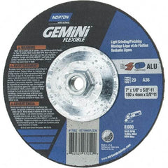 Norton - 36 Grit, 7" Wheel Diam, 1/8" Wheel Thickness, Type 29 Depressed Center Wheel - Aluminum Oxide, 8,600 Max RPM, Compatible with Angle Grinder - Apex Tool & Supply