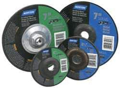 Norton - 7" Wheel Diam, 1/4" Wheel Thickness, 7/8" Arbor Hole, Type 27 Depressed Center Wheel - Aluminum Oxide, 8,600 Max RPM, Compatible with Angle Grinder - Apex Tool & Supply