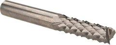 Accupro - 1/4" Diam, 3/4" LOC, Fishtail Point End, Solid Carbide Diamond Pattern Router Bit - Right Hand Cut, 2" OAL, 1/4" Shank Diam, Use on Fiberglass - Apex Tool & Supply