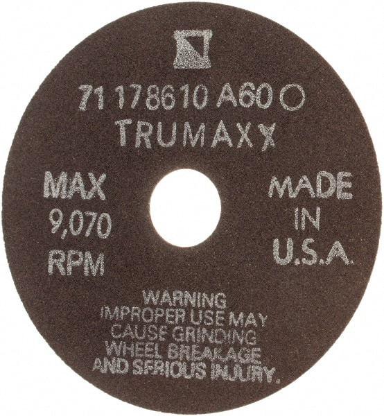 Tru-Maxx - 4" 60 Grit Aluminum Oxide Cutoff Wheel - 1/32" Thick, 3/4" Arbor, 9,070 Max RPM, Use with Stationary Tools - Apex Tool & Supply