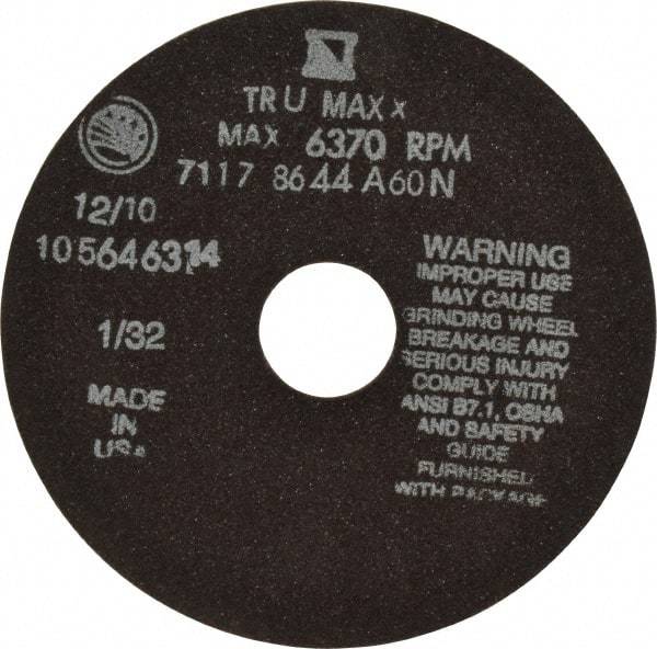 Tru-Maxx - 6" 60 Grit Aluminum Oxide Cutoff Wheel - 1/32" Thick, 1-1/4" Arbor, 6,048 Max RPM, Use with Stationary Tools - Apex Tool & Supply