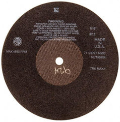 Tru-Maxx - 10" 60 Grit Aluminum Oxide Cutoff Wheel - 1/16" Thick, 5/8" Arbor, 3,629 Max RPM, Use with Stationary Tools - Apex Tool & Supply
