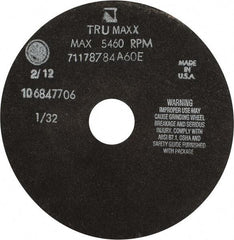 Tru-Maxx - 7" 60 Grit Aluminum Oxide Cutoff Wheel - 1/32" Thick, 1-1/4" Arbor, 5,184 Max RPM, Use with Stationary Tools - Apex Tool & Supply