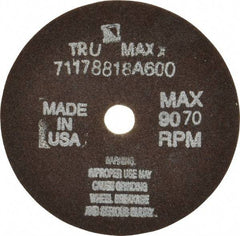 Tru-Maxx - 4" 60 Grit Aluminum Oxide Cutoff Wheel - 1/16" Thick, 1/2" Arbor, 9,072 Max RPM, Use with Stationary Tools - Apex Tool & Supply