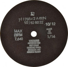 Tru-Maxx - 6" 60 Grit Aluminum Oxide Cutoff Wheel - 1/16" Thick, 1/2" Arbor, 6,048 Max RPM, Use with Stationary Tools - Apex Tool & Supply