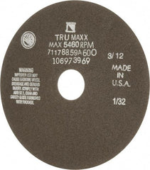 Tru-Maxx - 7" 60 Grit Aluminum Oxide Cutoff Wheel - 1/32" Thick, 1-1/4" Arbor, 5,184 Max RPM, Use with Stationary Tools - Apex Tool & Supply