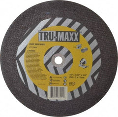 Tru-Maxx - 10" 36 Grit Aluminum Oxide Cutoff Wheel - 3/32" Thick, 5/8" Arbor, 6,112 Max RPM, Use with Stationary Tools - Apex Tool & Supply