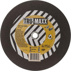 Tru-Maxx - 14" 36 Grit Aluminum Oxide Cutoff Wheel - 3/32" Thick, 1" Arbor, 4,365 Max RPM, Use with Chop Saws - Apex Tool & Supply