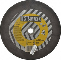 Tru-Maxx - 12" 36 Grit Aluminum Oxide Cutoff Wheel - 3/32" Thick, 1" Arbor, 5,095 Max RPM, Use with Chop Saws - Apex Tool & Supply