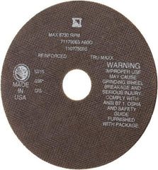 Tru-Maxx - 7" 60 Grit Aluminum Oxide Cutoff Wheel - 0.035" Thick, 1-1/4" Arbor, 8,731 Max RPM, Use with Stationary Tools - Apex Tool & Supply