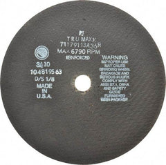 Tru-Maxx - 9" 36 Grit Aluminum Oxide Cutoff Wheel - 1/8" Thick, 7/8" Arbor, 6,791 Max RPM, Use with Angle Grinders - Apex Tool & Supply