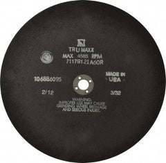 Tru-Maxx - 10" 46 Grit Aluminum Oxide Cutoff Wheel - 3/32" Thick, 5/8" Arbor, 3,629 Max RPM, Use with Stationary Tools - Apex Tool & Supply