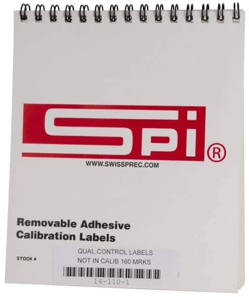 SPI - Inspection Label - Legend: Not In Calibration System, English, Red & White, 2" Long x 1/2" High, No Coating - Apex Tool & Supply