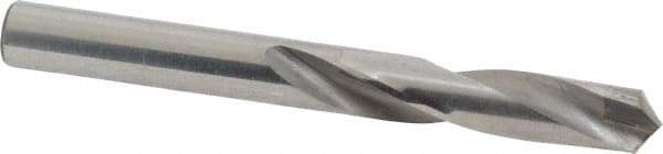 Made in USA - 19/64" 118° Spiral Flute Carbide-Tipped Screw Machine Drill Bit - Bright Finish, Right Hand Cut, 1-5/8" Flute Length, 2-13/16" OAL, Standard Point, Straight Shank - Apex Tool & Supply