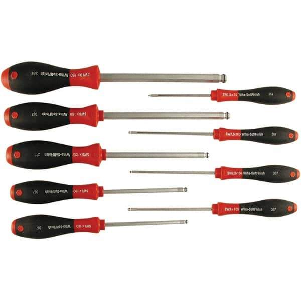 Wiha - 9 Piece Ball Hex Screwdriver Set - Comes in Box - Apex Tool & Supply