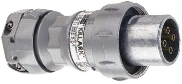 Hubbell Killark - 3 Pole, 3 Pin Cofiguration, NEMA 4X, 60 Amp Plug - 250 VDC, 600 VAC, Self Grounding - Apex Tool & Supply
