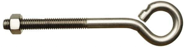 Gibraltar - 3/8-16, Stainless Steel Wire Turned Open Eye Bolt - 4" Thread Length, 3/4" ID x 1-13/32" OD, 6" Shank Length - Apex Tool & Supply