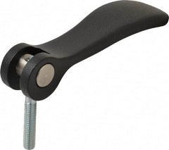 KIPP - #10-32, 0.71" Hub Diam, Black Powder Coat Cast Aluminum Adjustable Clamping Handle - 0.78" Stud Length - Apex Tool & Supply