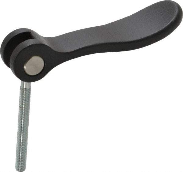 KIPP - #10-32, 0.71" Hub Diam, Black Powder Coat Cast Aluminum Adjustable Clamping Handle - 1.57" Stud Length - Apex Tool & Supply