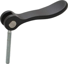 KIPP - #10-32, 0.71" Hub Diam, Black Powder Coat Cast Aluminum Adjustable Clamping Handle - 1.57" Stud Length - Apex Tool & Supply