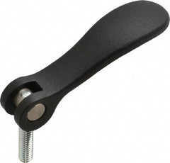 KIPP - 1/4-20, 0.71" Hub Diam, Black Powder Coat Cast Aluminum Adjustable Clamping Handle - 0.78" Stud Length - Apex Tool & Supply