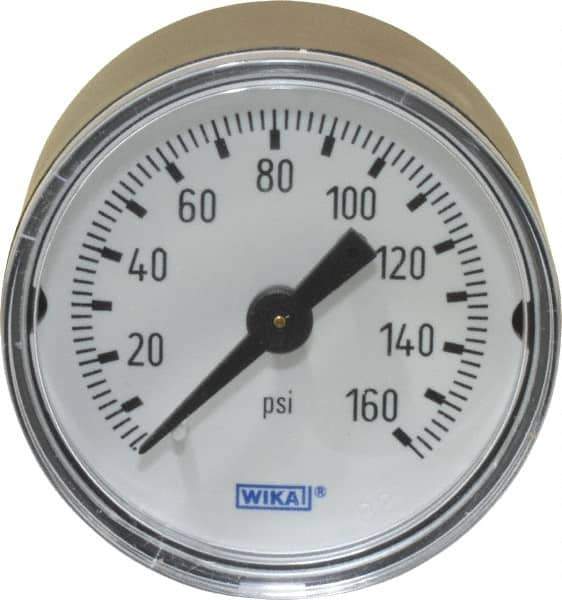 Wika - 1-1/2" Dial, 1/8 Thread, 0-160 Scale Range, Pressure Gauge - Center Back Connection Mount, Accurate to 3-2-3% of Scale - Apex Tool & Supply
