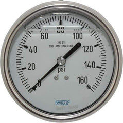 Wika - 4" Dial, 1/4 Thread, 0-160 Scale Range, Pressure Gauge - Lower Back Connection Mount, Accurate to 1% of Scale - Apex Tool & Supply