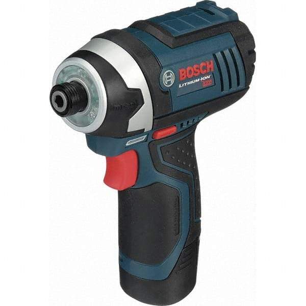 Bosch - 18 Volt, 1/4" Drive, 930 In/Lb Torque, Cordless Impact Driver - 2600 RPM, 2 Lithium-Ion Batteries Included - Apex Tool & Supply