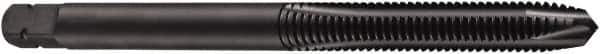 DORMER - 3/8-16 UNC, 2 Flute, Oxide Finish, Powdered Metal Spiral Point Tap - Plug Chamfer, Right Hand Thread, 2-15/16" OAL, 0.602" Thread Length, 0.381" Shank Diam, 3B Class of Fit, Series E026 - Exact Industrial Supply