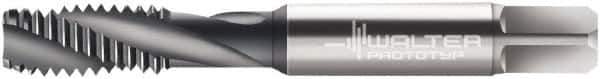 Walter-Prototyp - #4-40 UNC 3 Flute 3B Modified Bottoming Spiral Flute Tap - Cobalt, TiCN Finish, 1-7/8" OAL, Right Hand Flute, Right Hand Thread, Series A2240806 - Exact Industrial Supply