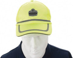 Ergodyne - Size Universal, General Purpose Baseball Cap - Lime Solid with Gray Stripe Pattern, Polyester - Apex Tool & Supply