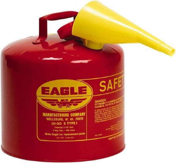Eagle - 5 Gal Galvanized Steel Type I Safety Can - 13-1/2" High x 12-1/2" Diam, Red - Apex Tool & Supply