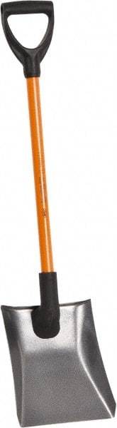 NUPLA - 11-1/2" High x 9-7/8" Wide Square Steel Shovel - 27" Long Fiberglass D-Grip Handle - Apex Tool & Supply
