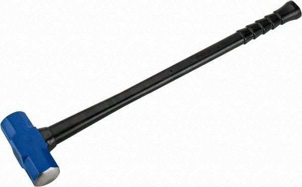 NUPLA - 10 Lb Head, 32" Long Soft Steel Safety Sledge Hammer - Steel Head, 2-1/8" Face Diam, 6-3/4" Long Head, Fiberglass Handle - Apex Tool & Supply