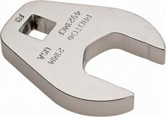 Proto - 21mm 3/8" Drive Chrome Crowfoot Wrench - 1-23/32" Head Diam x 1/4" Head Thickness, 2-3/32" OAL - Apex Tool & Supply
