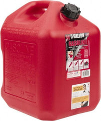 Made in USA - 5 Gal High Density Polyethylene Spill-Proof CARB Gas Can - 16" High x 10-3/4" Diam, Red - Apex Tool & Supply