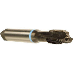 Emuge - M10x1.25 Metric Fine 6HX 3 Flute Nitride Finish Cobalt Straight Flute Machine Tap - Bottoming, Right Hand Thread, 2-15/16" OAL, 0.709" Thread Length, Oversize - Apex Tool & Supply