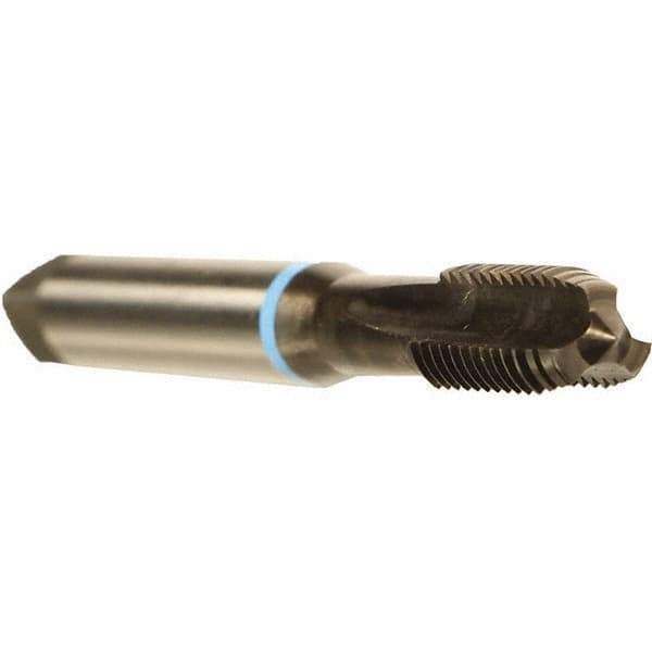 Emuge - M10x1.00 Metric Fine 6HX 4 Flute Nitride Finish Cobalt Straight Flute Machine Tap - Bottoming, Right Hand Thread, 2-15/16" OAL, 0.709" Thread Length, Oversize - Exact Industrial Supply