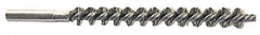 Schaefer Brush - 4" Brush Length, 11/16" Diam, Double Stem, Single Spiral Tube Brush - 6-1/4" Long, Stainless Steel, 12-24 Female Connection - Apex Tool & Supply