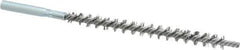 Schaefer Brush - 3" Brush Length, 1/4" Diam, Double Stem, Single Spiral Tube Brush - 4-1/2" Long, Stainless Steel, 8-32 Female Connection - Apex Tool & Supply