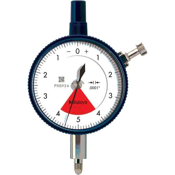 Mitutoyo - 0.008" Range, 4-0-4 Dial Reading, 0.0001" Graduation Dial Drop Indicator - 2.24" Dial, 0.01" Range per Revolution, 0.0001" Accuracy - Apex Tool & Supply