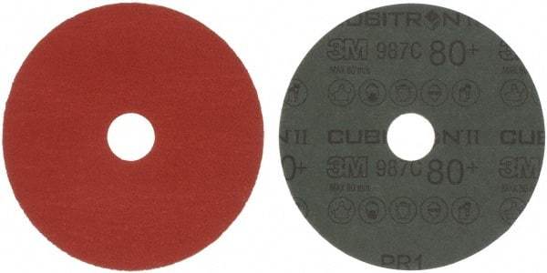 3M - 5" Diam 7/8" Hole 80 Grit Fiber Disc - Medium Grade, Ceramic, 12,000 Max RPM, Series 987C - Apex Tool & Supply